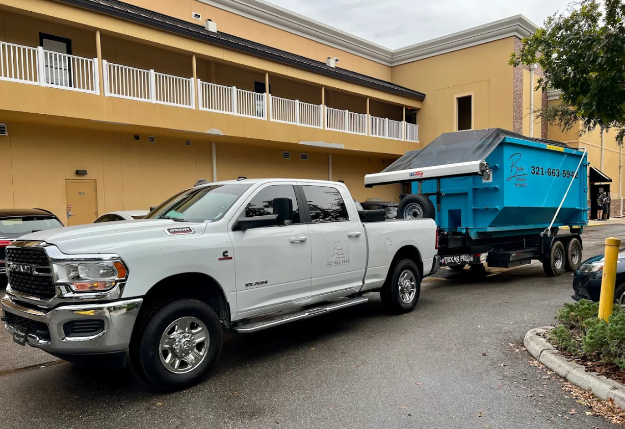 Commercial roll-off dumpster rental at an Orlando area business